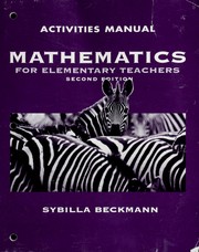 Front cover of Mathematics for Elementary Teachers Activities Manual by Sybilla Beckmann
