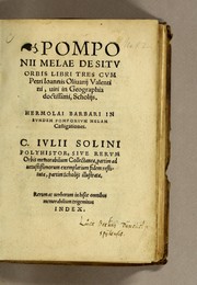 Front cover of Pomponii Melae de situ orbis libri tres by Pomponius Mela