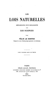 Front cover of Les lois naturelles by Félix Alexandre Le Dantec