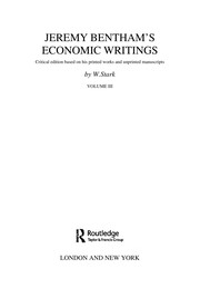 Front cover of Jeremy Bentham's Economic Writings by Jeremy Bentham