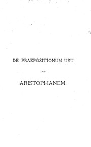 Front cover of De praepositionum usu apud Aristophanem by Joannes Fredericus Ludovicus Montijn