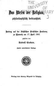 Front cover of Das Wesen der Religion, philosophisch betrachtet by Rudolf Eucken