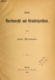 Cover of Ueber Anerbenrecht und Grundeigenthum by Brentano, Lujo