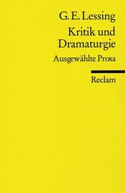 Front cover of Kritik und Dramaturgie by Gotthold Ephraim Lessing
