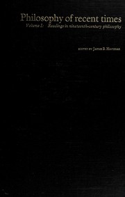 Front cover of Philosophy of recent times by James B. Hartman