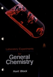 Cover of Laboratory Experiments for General Chemistry by Harold R. Hunt