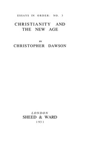 Front cover of Christianity and the new age by Christopher Dawson