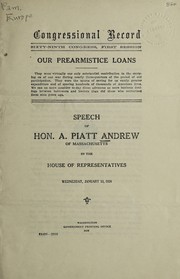 Cover of Our prearmistice loans by A. Piatt Andrew