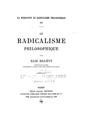 Front cover of La formation du radicalisme philosophique by Élie Halévy