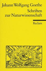 Cover of Schriften zur Naturwissenschaft Auswahl by Johann Wolfgang von Goethe