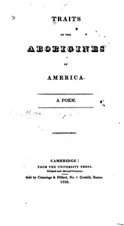 Cover of Traits of the Aborigines of America: A Poem by Lydia H. Sigourney