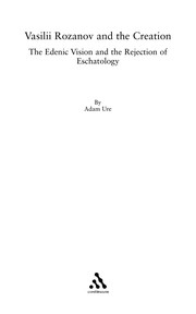 Cover of Vasilii Rozanov and the creation by Adam Ure