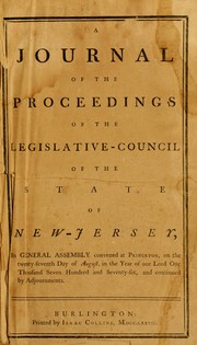 Front cover of A journal of the proceedings of the Legislative Council of the state of New-Jersey ... by New Jersey. Legislature. Legislative Council