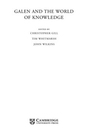 Front cover of Galen and the world of knowledge by Christopher Gill