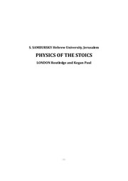 Cover of Physics of the Stoics by Samuel Sambursky