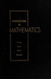 Cover of Introduction to mathematics by Hollis R. Cooley