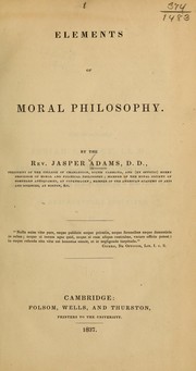Front cover of Elements of moral philosophy by Jasper Adams