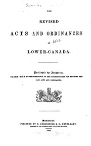 Front cover of The revised acts and ordinances of Lower-Canada by Québec (Province)