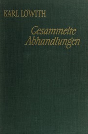 Front cover of Gesammelte Abhandlungen by Karl Löwith