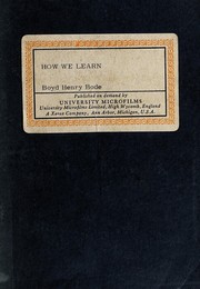 Cover of How we learn by Boyd Henry Bode