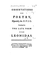 Cover of Observations on poetry, especially the epic by Pemberton, Henry