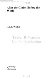 Cover of After the globe, before the world by R. B. J. Walker