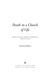 Front cover of Death in a church of life by F. Klaits