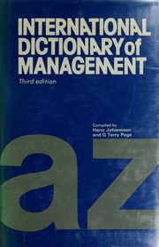 Cover of International dictionary of management by Hano Johannsen