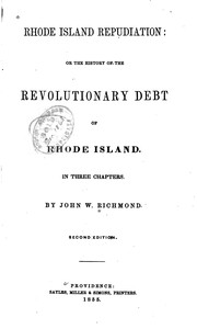 Cover of Rhode Island repudiation by John W. Richmond
