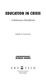 Cover of Education in crisis by Judith A. Gouwens