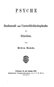 Front cover of Psyche: Seelencult und Unsterblichkeitsglaube der Griechen by Erwin Rohde