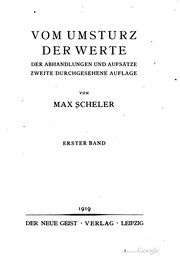 Cover of Vom Umsturz der Werte by Max Scheler
