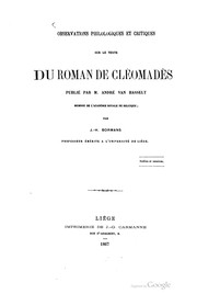 Front cover of Observations philologiques et critiques sur le texte du Roman de Cléomadès publié par M. André Van Hasselt, membre de l'Académie royale de Belgique by Jean Henri Bormans