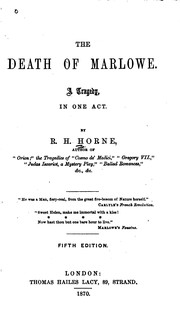Front cover of The death of Marlowe by Richard Henry Horne