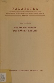 Cover of Die Dramaturgie des späten Brecht by Walter Hinck