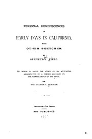 Front cover of Personal reminiscences of early days in California by Stephen J. Field