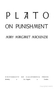 Front cover of Plato on punishment by Mary Margaret Mackenzie