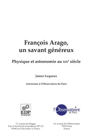 Front cover of François Arago, un savant généreux by James Lequeux