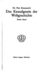 Cover of Das Kausalgesetz der Weltgeschichte by Max Kemmerich